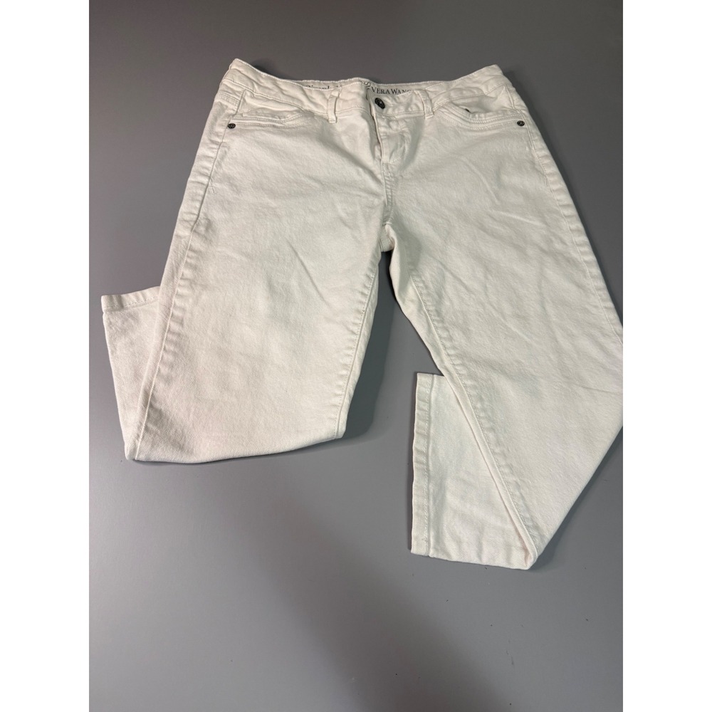 Simply Vera Vera Wang White Straight Leg Jeans Womens 12P Petite Stretch Denim